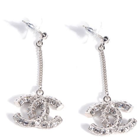 chanel dangle earrings silver|Chanel double c drop earrings.